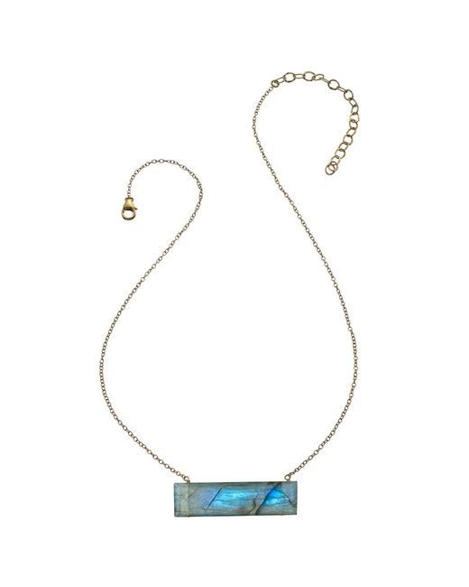 Heather Hawkins Jewelry Metallic Float Custom Cut Bar Semi-Precious Baguette Gemstone Necklace