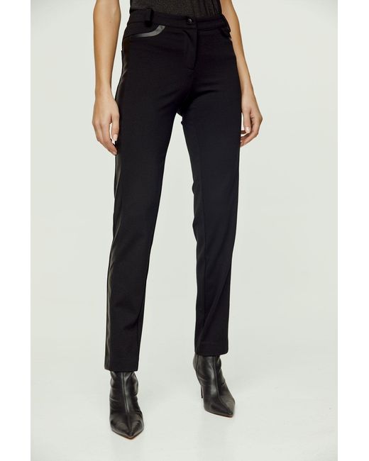 Conquista Black Fitted Jeggings With Faux Leather Detail