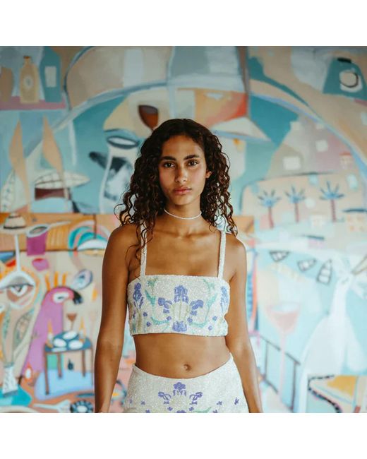 Oceanus White Venice Hand-Embroidered Co-Ord Top