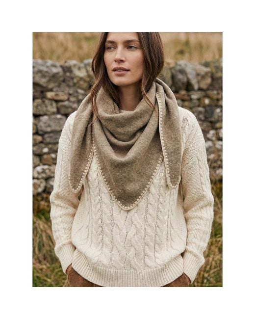 Saachi Natural Knitted Triangle Taupe Shawl Wrap
