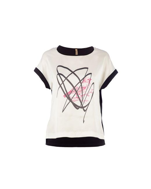 Conquista Multicolor Neutrals Cap Sleeve Top With Print