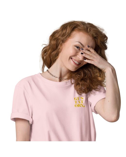 Anchor and Crew Pink Cotton Gustatory Coffee Over Bills Organic Cotton Embroidered T-Shirt