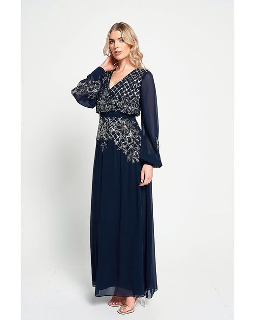 Frock and Frill Blue Kaira Sequin Maxi Dress