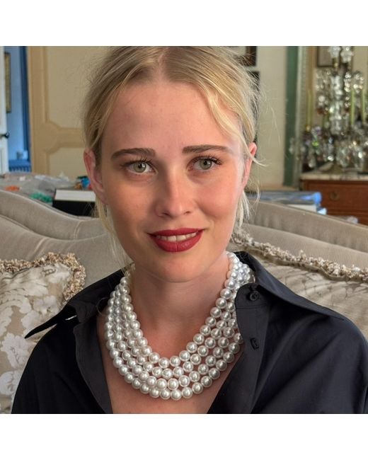 Michael Nash Jewelry Metallic Neutrals Irena Four Strand Pearl Resin Bead Nesting Necklace