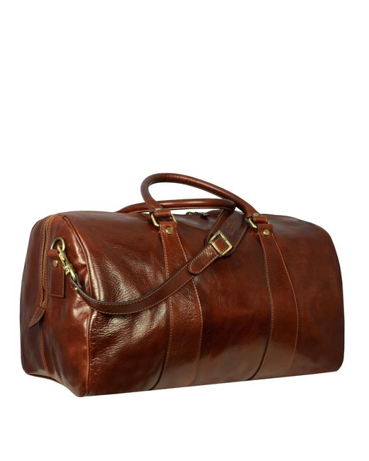 Time Resistance Brown Leather Duffel Bag for men