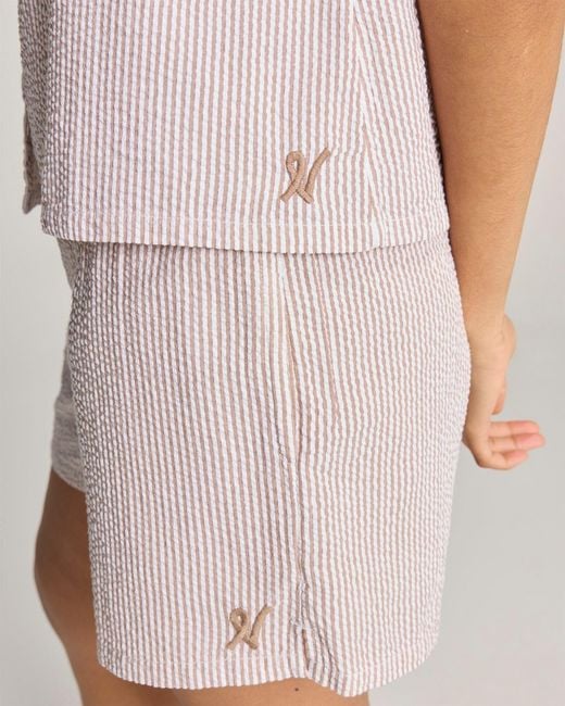 Nudea White Seersucker Button Boxer
