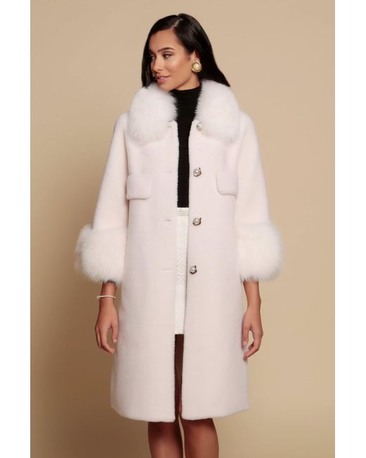 Santinni Natural Hayworth Wool & Faux Fur Coat