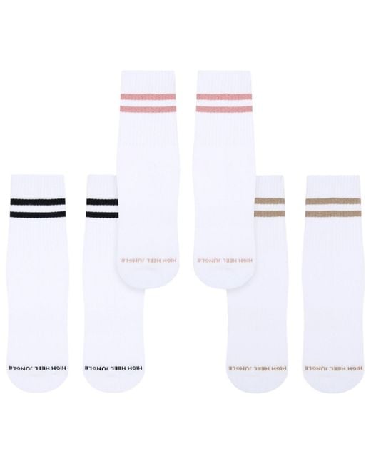 HIGH HEEL JUNGLE by KATHRYN EISMAN White Varsity Pilates Yoga Grip Socks