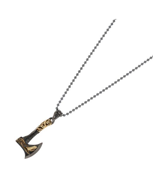 Ebru Jewelry Metallic Viking Warrior Axe Sterling & Pendant Chain Necklace for men