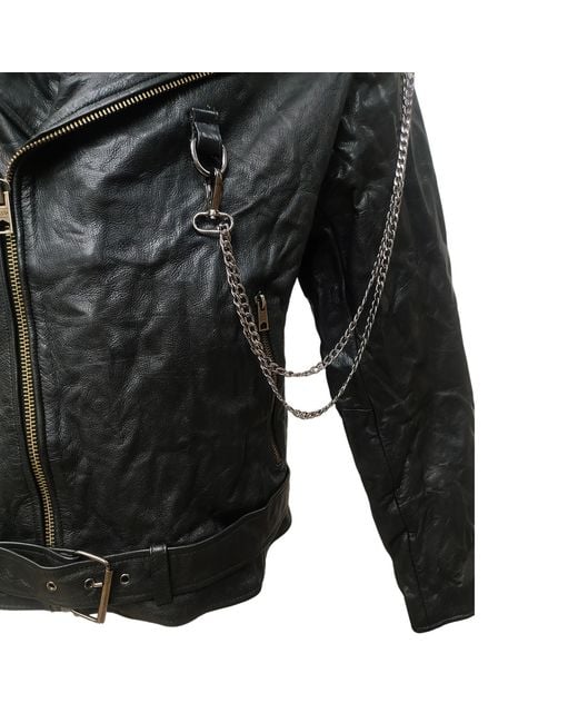 Zasta Studio Blue Rusty Chains Leather Biker Jacket for men