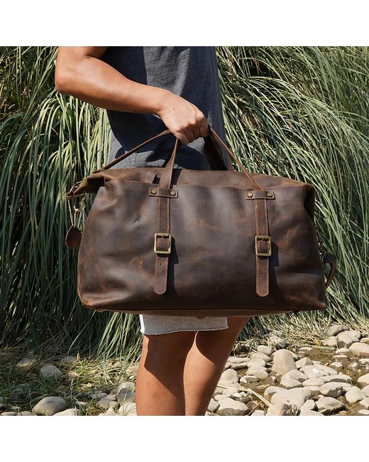Touri Brown Large Leather Holdall for men