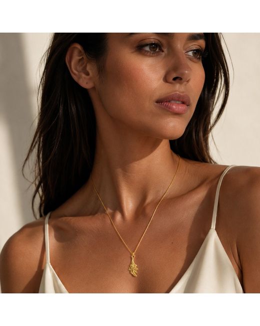 Unaloe Metallic Sud Sterling Leaf Necklace With Vermeil Pendant – Nature Inspired Handmade Jewelry Gift For