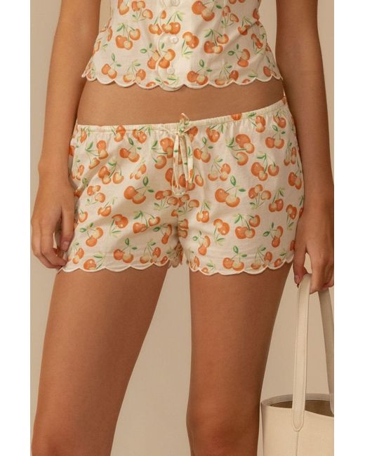 Montce Natural Cherry Sherbet Scalloped Low-Rise Drawstring Short