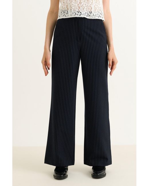Louche Blue Tilde Pinstripe Straight Leg Trouser