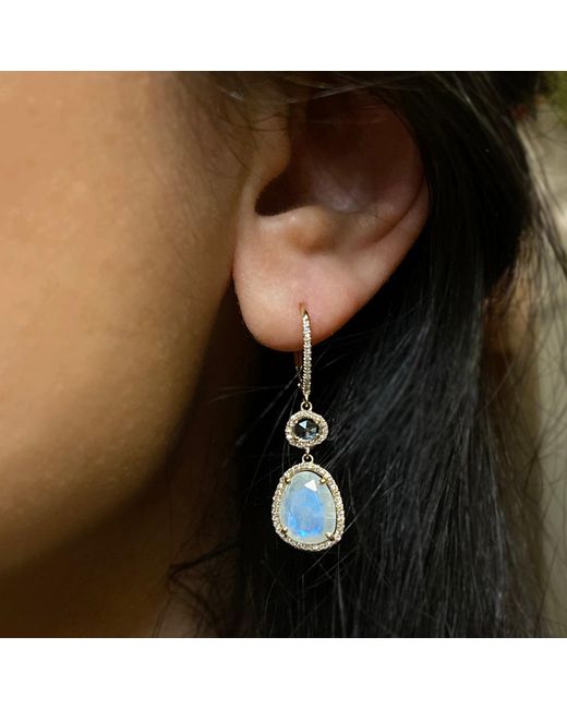 KAMARIA Blue Clara Earrings With Moonstone & Topaz