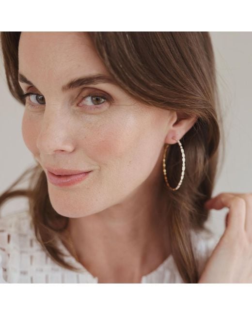 Linda Fiore Metallic Adeline Creme Enamel Hoop Earrings Vermeil