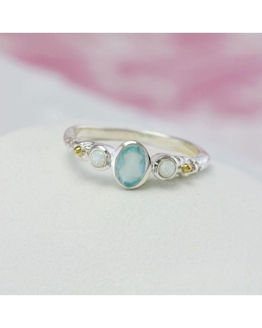 Isla Silver White Aqua Chalcedony & Opal Ring