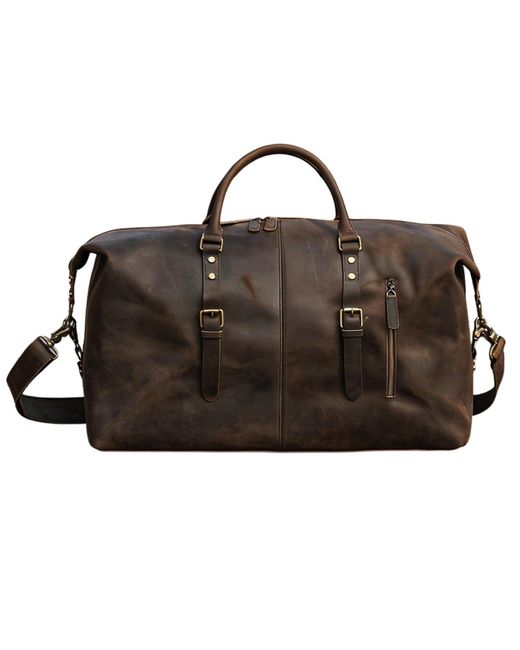 Touri Black Zip Detail Genuine Leather Holdall