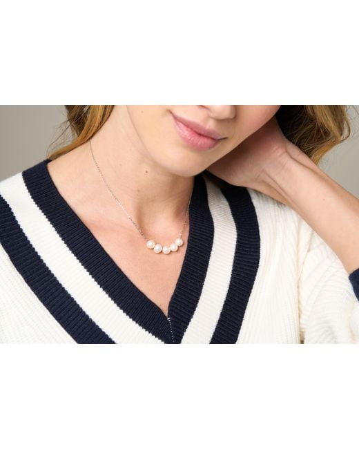 Pearls of the Orient Online Metallic Gratia Sterling Chain With Cultured Freshwater Pearls
