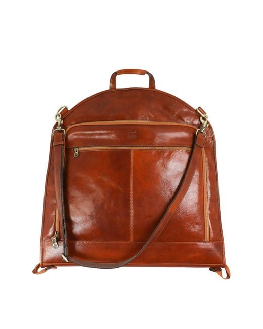 Time Resistance Brown Cognac Leather Garment Bag for men