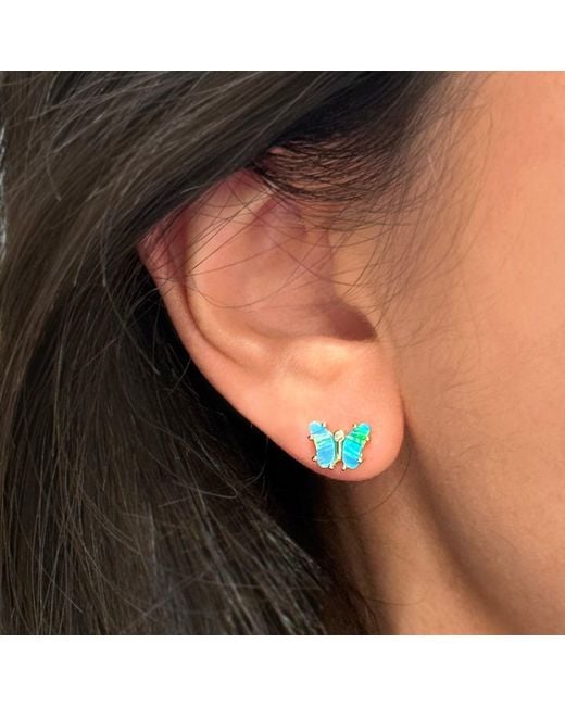 KAMARIA Blue Opal Butterfly Stud Earrings