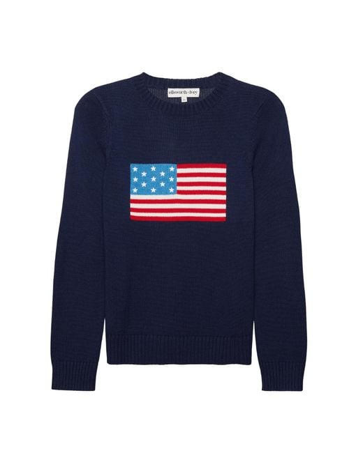 Ellsworth & Ivey Blue Classic American Flag Crewneck