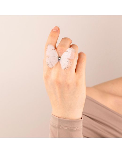 Oana Savu White Butterfly Silk Ring Sterling Adjustable Base Bridal Jewelry