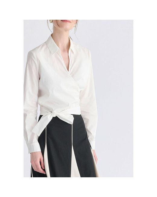 Paisie White Side Tie Wrap Blouse