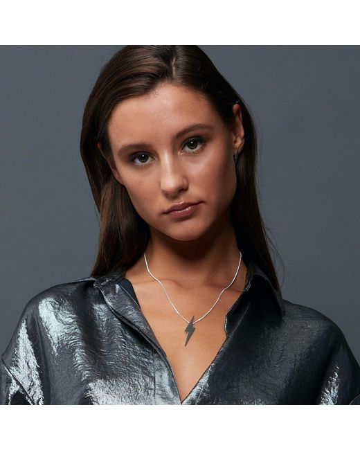 Edge Only Metallic 3D Pointed Lightning Bolt Earrings Sterling