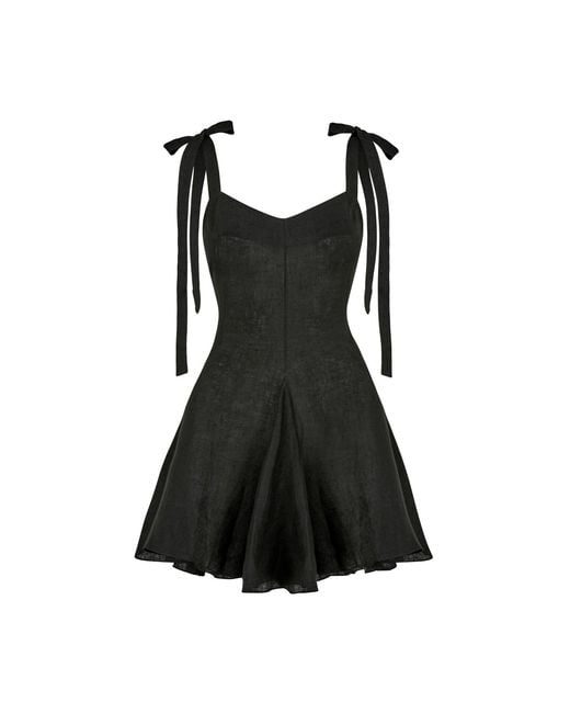 Sanctumum Black Kaya Mini Linen Dress