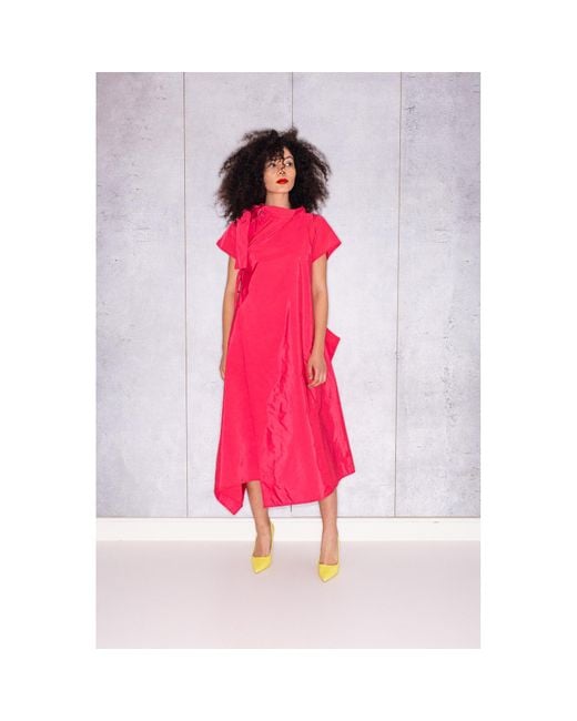 Bianca Popp Red Halves Dress With Shoulder Ribbon