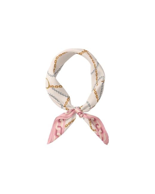 Le Parmentier Pink Heritage Chain And Pearls Silk Bandana