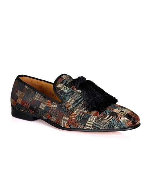 DAVID WEJ Black Alberto Square Embroidery Tassel Loafers for men