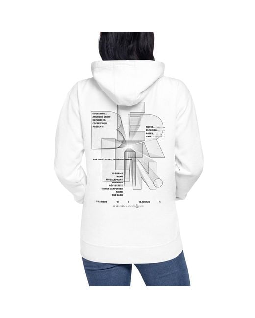 Anchor and Crew White Gustatory Berlin Coffee Scene Cotton Blend Embroidered Hoodie