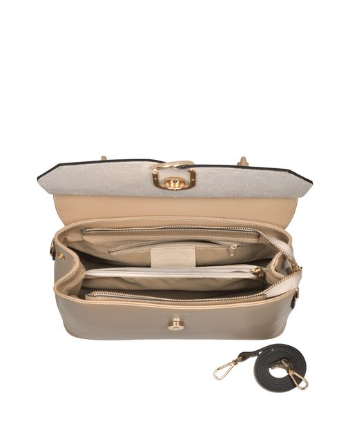 Le Parmentier Natural Neutrals Thais Suede & Leather Nude Satchel Bag