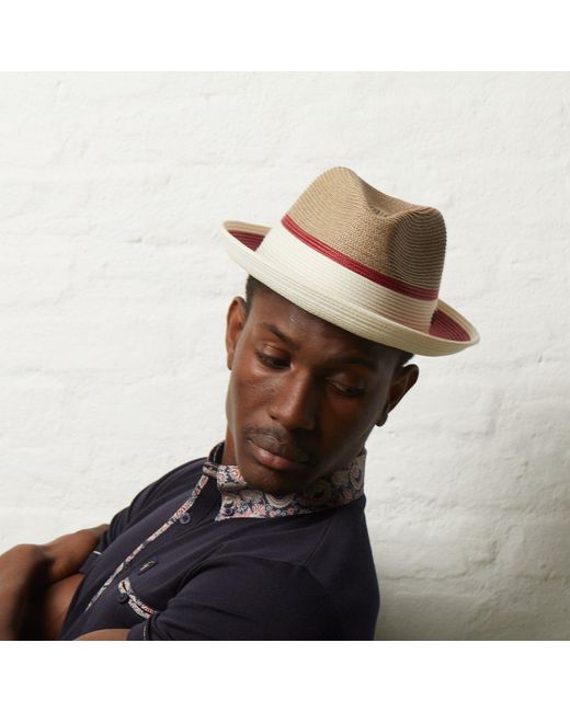 Dasmarca Hats Red Dasmarca Verona Vino Summer Two Tone Straw Fedora Hat For And for men