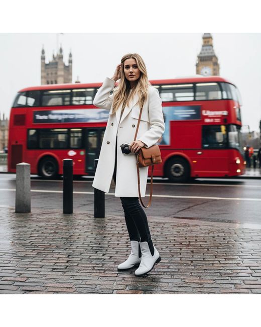 Beautiisoles by Robyn Shreiber Made in Italy White Neutrals Reba Off- Leather Flat Chelsea Ankle Bootie