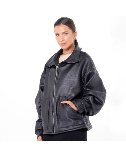 Metamorph Blue Oversized Croc-Effect Jacket