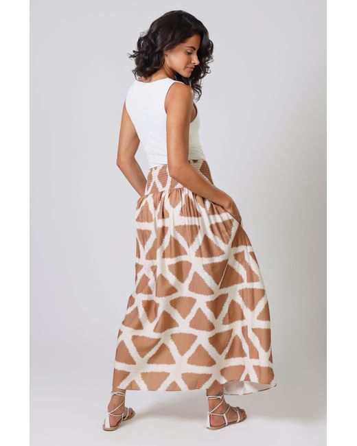 Traffic People Brown Broken Promises And Geometric Print Aurora Maxi Skirt