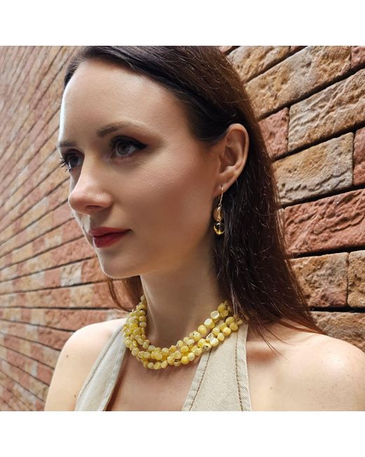 Farra Metallic Natural Shell Multi-Layers Necklace