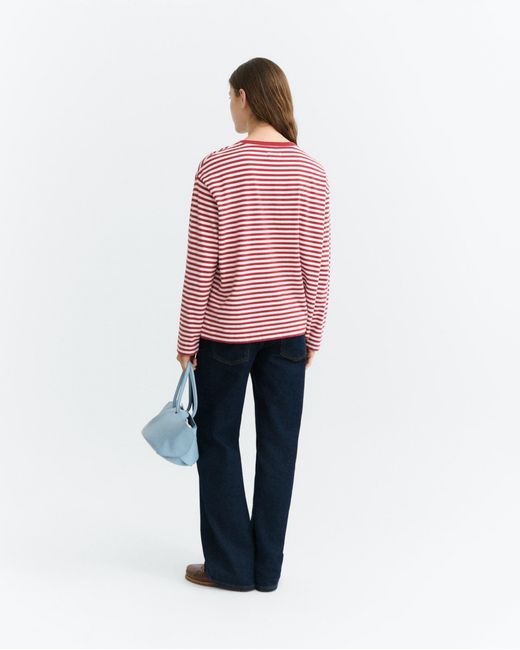 Thinking Mu Red Long-Sleeve Striped Emily T-Shirt