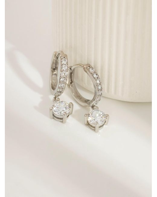Diamonbliss White Leverback Round Cut Earrings With Swarovski Three And Half Carats, Plated