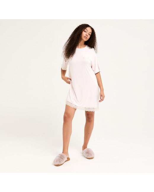 Pretty You London Purple Bamboo Lace Tee Dress