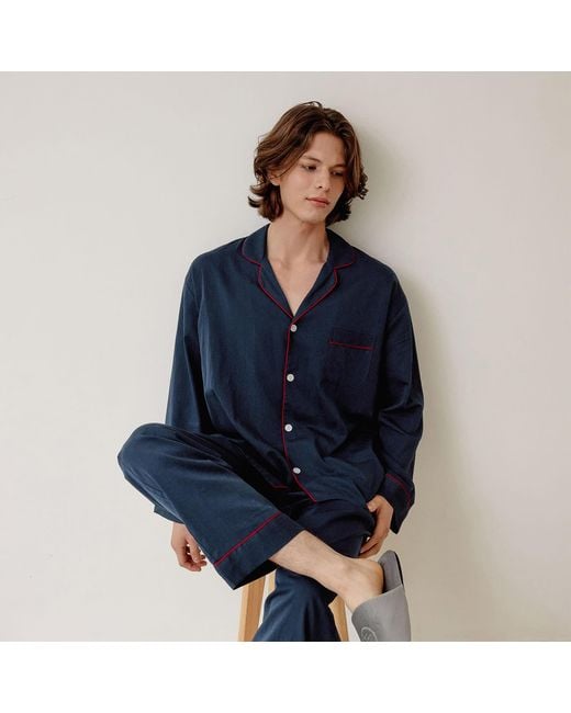 Luna Luz Blue Helen Cotton Long-Sleeve Pajama Set for men