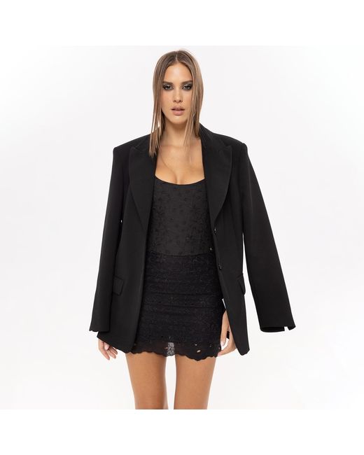 Nissa Black Embroidered Cotton Skirt