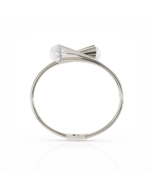 Linda Fiore Metallic Bella Bangle With Large Freshwater Pearls