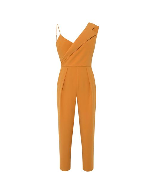 Femponiq Orange Peak Lapel Tailored Jumpsuit