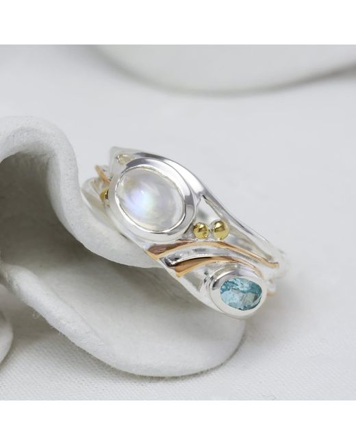 Isla Silver White Moonstone & Topaz Ring