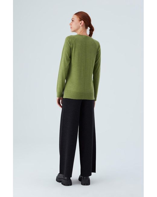 Peraluna Green Vanessa Slit Detailed Asymmetric Fine Pullover