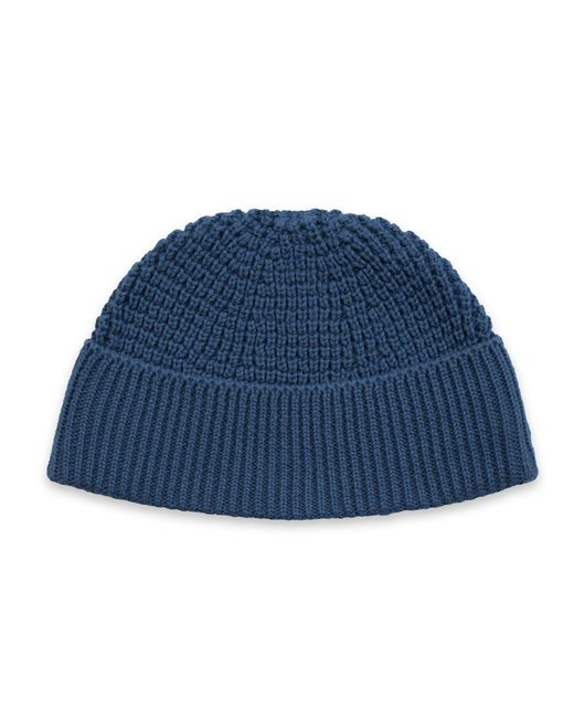 Paul James Knitwear Blue Lightweight Cotton Whitby Docker Beanie for men